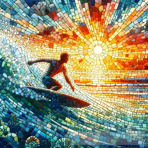 Surfer At Sunset Ai Painting