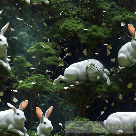 Swinging Rabbits In The Depths Of Dense Forest Animal Ai Art