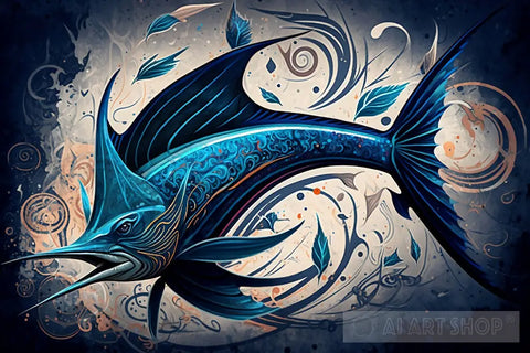 Swordfish With Swirls Ai Artwork