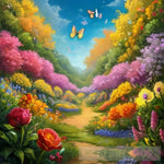 Symphony Of Nature: A Digital Canvas Fluttering Butterflies And Blossoming Flowers’ Animal Ai Art