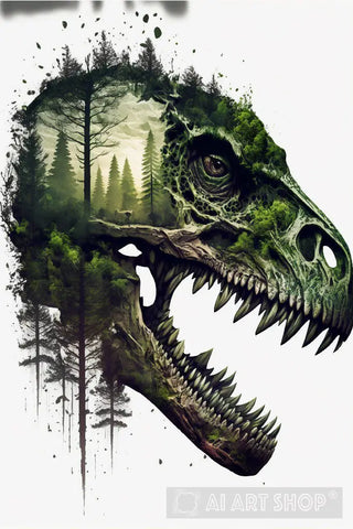 T-Rex Skull Like Forrest Animal Ai Art