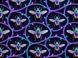 Neon Carapace – Bioluminescent Beetle Print 4