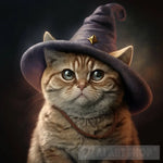 Tabby Cat Wearing A Wizard Hat Animal Ai Art