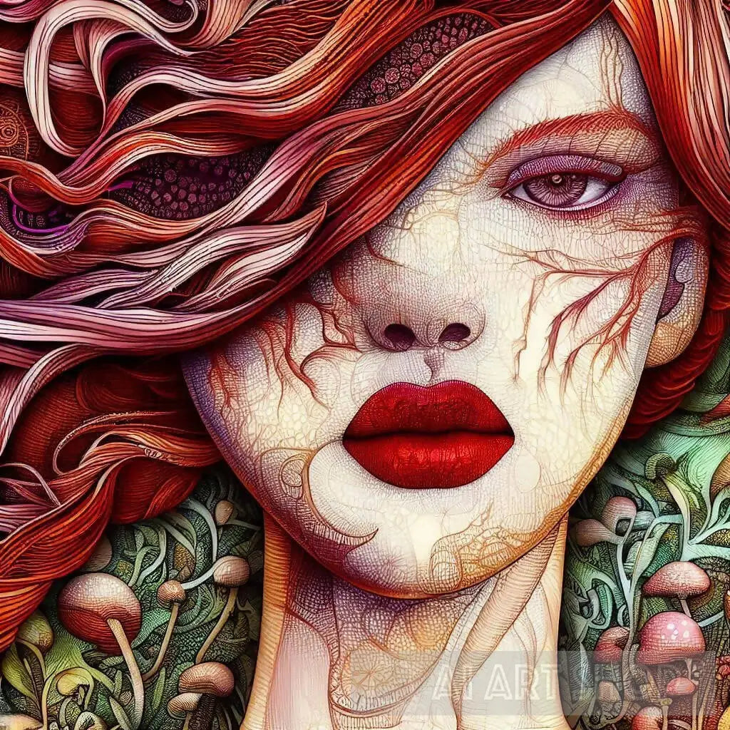 Woman portrait, woman illustration, woman drawing, mixed media, nat...