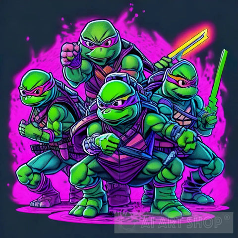 Relive the Heroes: Teenage Mutant Ninja Turtles Neon Illustration