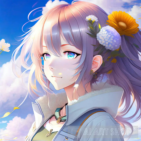 The Beautiful Cloudy Anime Girl Contemporary Ai Art