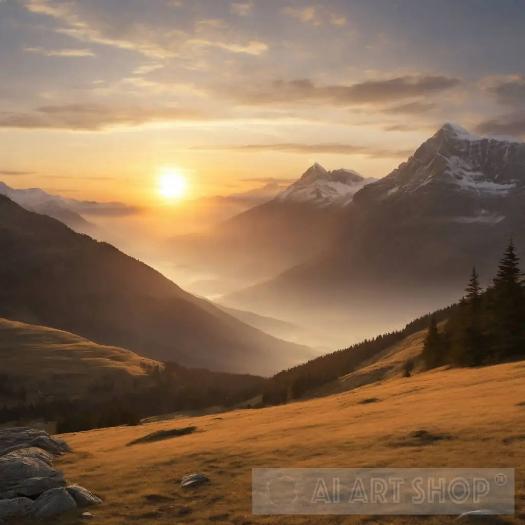 sun rise, mountain, nature, landscape, sun peeks, peaceful, atmosphere