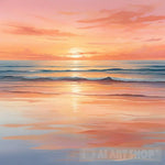 The Beauty Of The Calm Sea At Sunset Ai Artwork