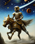 The Boy Warrior Riding A Horse On The Space Ai Artwork