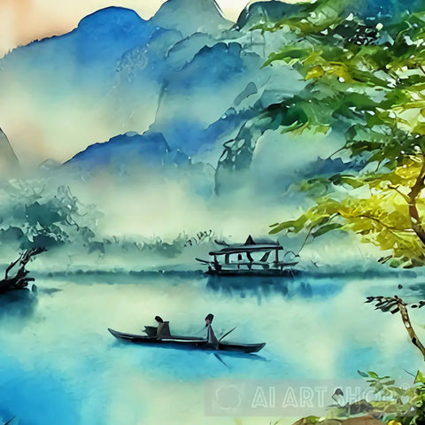 The Canoes Ride Landscape Ai Art