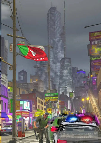 The City’s Pulse: A Glimpse Into The Night Ai Artwork