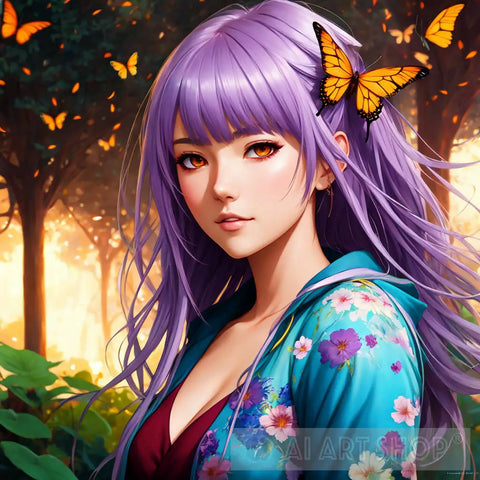 The Enchanting Butterfly Anime Girl Contemporary Ai Art