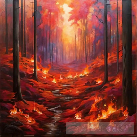 The Forest Is Burning 1 Nature Ai Art