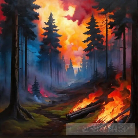 The Forest Is Burning 2 Ai Painting