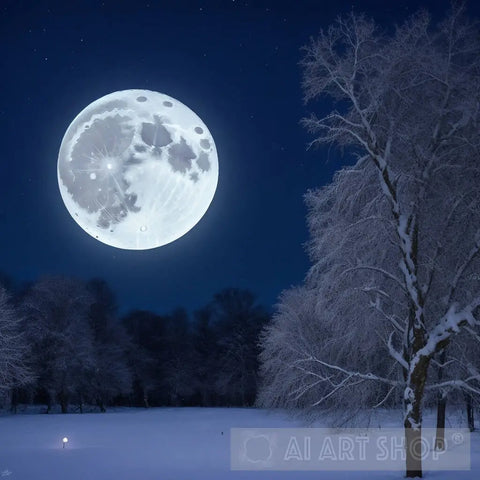 The Full Moon At Christmas Nature Ai Art