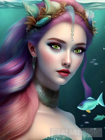 The Green Eyed Mermaid Ai Artwork