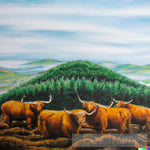 The Highland Cows Of The Mountains Ai Artwork