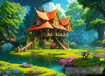 The House In The Magical Garden - Nature Ai Art