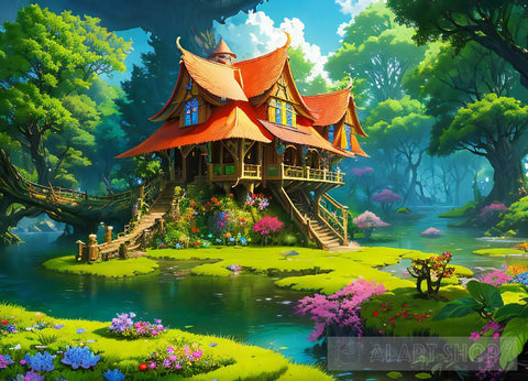 The House In The Magical Garden - Nature Ai Art