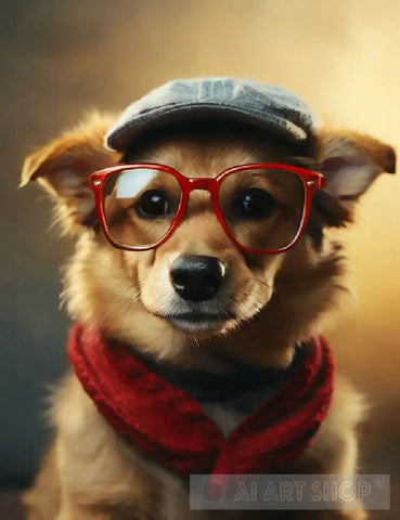 The Image Of A Dog Wearing Glasses Is Both Animal Ai Art