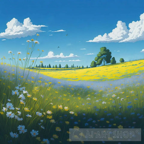 The Land Of Wildflowers Landscape Ai Art