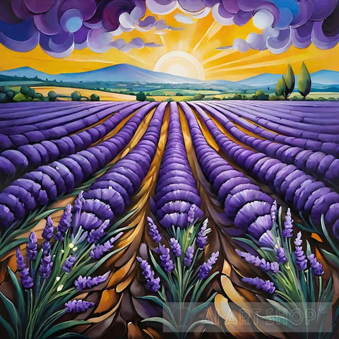 The Lavender Fields Landscape Ai Art