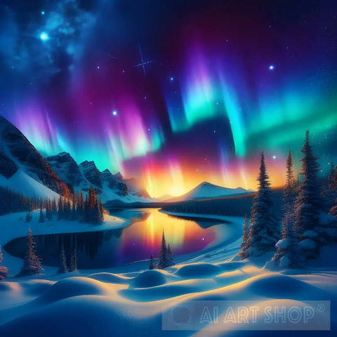 The Magnificence Of Northern Lights Ai Painting