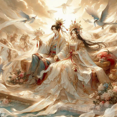 The Marriage Of Two Chinese Gods In Fictional Ancient China Ai Artwork