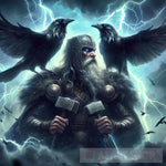 The Mighty Odin With His Ravens Ai Artwork