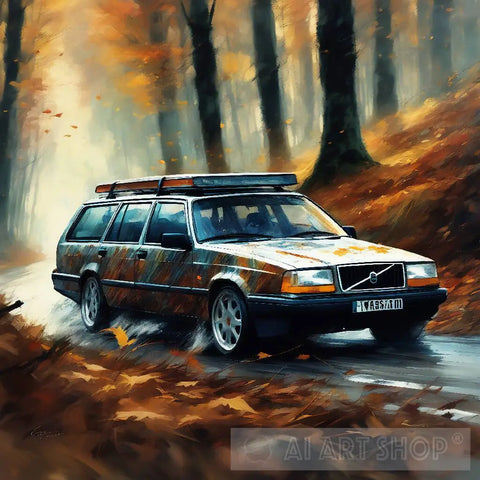 The Mystery Car Under Forest Lights In A Stunning Digital Painting Landscape Ai Art