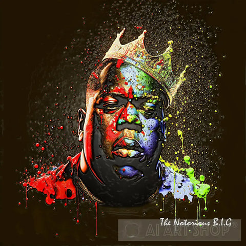 The Notorious B.i.g Wearing Crown Portrait Ai Art