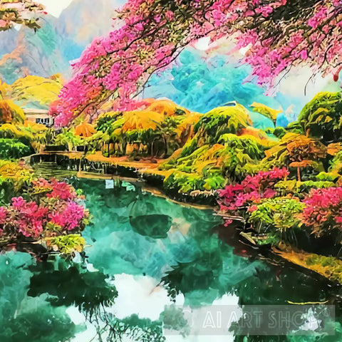 The River Garden Landscape Ai Art