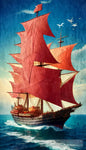 The Rosy Sails Ship Nature Ai Art