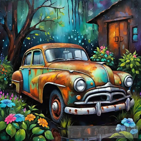 The Rusty Old Car Still Life Ai Art