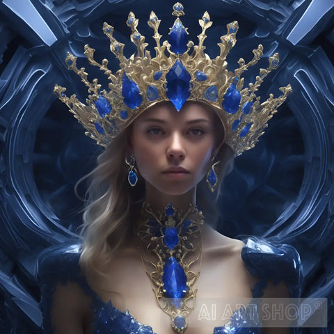 The Sapphire Queen Portrait Ai Art