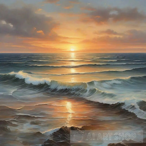 The Sea At Sunset Ai Artwork