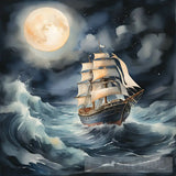 The Ship Is Sailing At Sea Ai Painting