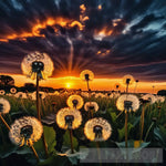 The Splendor Of Dandelions At Sunset Nature Ai Art