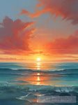 The Sun Setting Over The Sea Landscape Ai Art