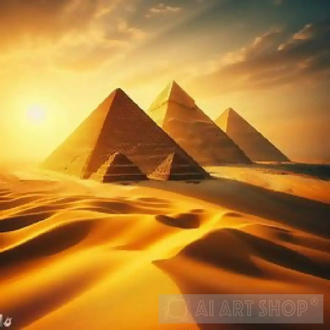 The Three Pyramids Of Giza Egypt Landscape Ai Art