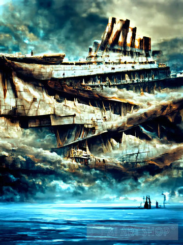 The Titanic Ship In The Wavy Sea Ai Painting