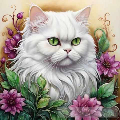 The White Persian Cat Animal Ai Art