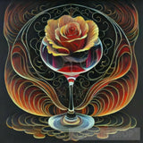 Thin Lines In Pen And Ink Forming The Circumference Of A Glass Water Rose. All Have Same Mass. The