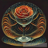 Thin Lines In Pen And Ink Forming The Circumference Of A Glass Water Rose. All Have Same Mass. The