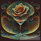 Thin Lines In Pen And Ink Forming The Circumference Of A Glass Water Rose. All Have Same Mass. The