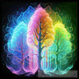 Three Colorful Trees In Neon Colors Landscape Ai Art