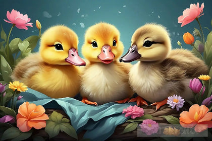 Three Little Ducklings Animal Ai Art
