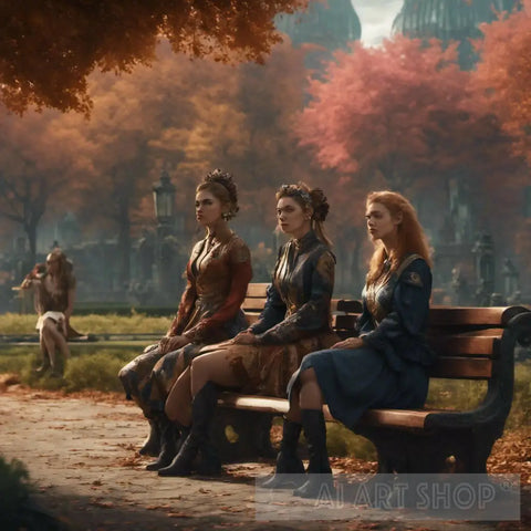 Three Sisters Sitting Together Ai Artwork