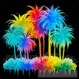 Three Trees Palmers In Neon Landscape Ai Art