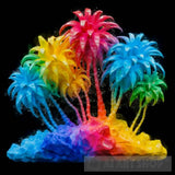 Three Trees Palmers In Neon Landscape Ai Art
